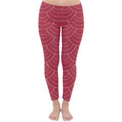 Red Sashiko Classic Winter Leggings by goljakoff