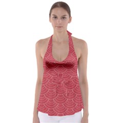 Red Sashiko Babydoll Tankini Top by goljakoff