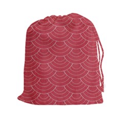 Red Sashiko Drawstring Pouch (2xl) by goljakoff