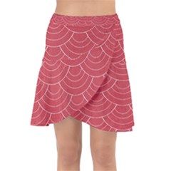 Red Sashiko Wrap Front Skirt by goljakoff