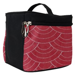 Red Sashiko Make Up Travel Bag (small) by goljakoff