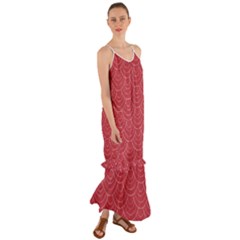 Red Sashiko Cami Maxi Ruffle Chiffon Dress by goljakoff