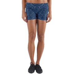 Blue Sashiko Yoga Shorts by goljakoff