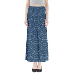 Blue Sashiko Full Length Maxi Skirt