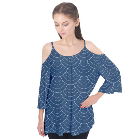 Blue Sashiko Flutter Tees by goljakoff