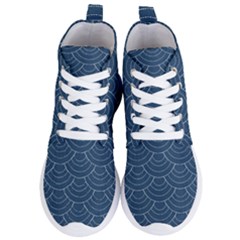 Blue Sashiko Women s Lightweight High Top Sneakers by goljakoff