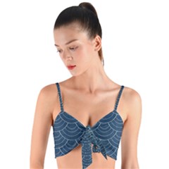 Blue Sashiko Woven Tie Front Bralet by goljakoff