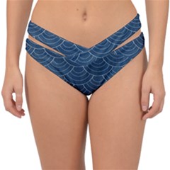 Blue Sashiko Double Strap Halter Bikini Bottom by goljakoff