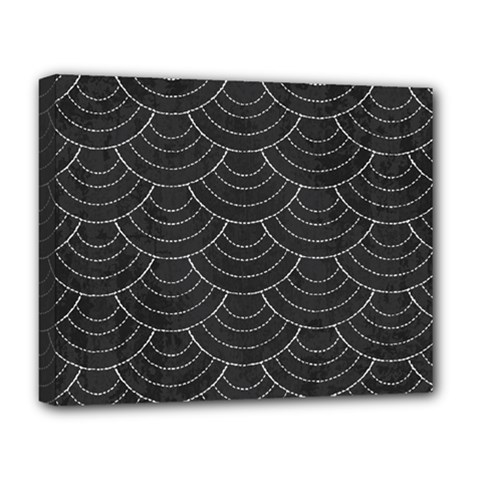 Black Sashiko Ornament Deluxe Canvas 20  X 16  (stretched) by goljakoff