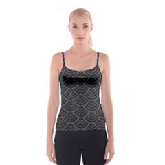 Black Sashiko Ornament Spaghetti Strap Top by goljakoff