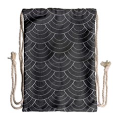 Black Sashiko Ornament Drawstring Bag (large) by goljakoff