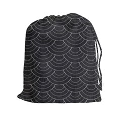 Black Sashiko Ornament Drawstring Pouch (2xl) by goljakoff