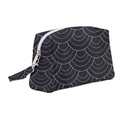 Black Sashiko Ornament Wristlet Pouch Bag (medium) by goljakoff