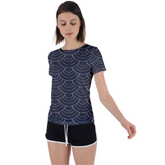 Black Sashiko Ornament Back Circle Cutout Sports Tee by goljakoff