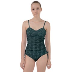 Green Sashiko Sweetheart Tankini Set by goljakoff