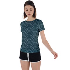 Green Sashiko Back Circle Cutout Sports Tee by goljakoff