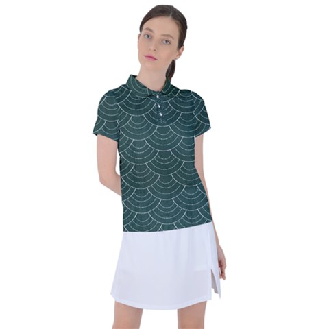 Green Sashiko Women s Polo Tee by goljakoff