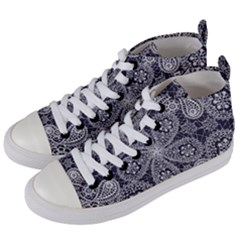 White Flower Mandala Women s Mid-top Canvas Sneakers by goljakoff