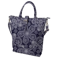 White Flower Mandala Buckle Top Tote Bag by goljakoff