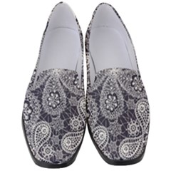 White Flower Mandala Women s Classic Loafer Heels by goljakoff