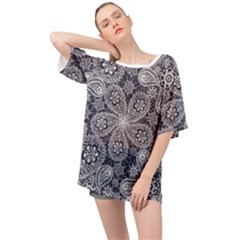 White Flower Mandala Oversized Chiffon Top by goljakoff