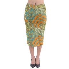 Orange Flowers Midi Pencil Skirt by goljakoff