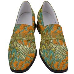 Orange Flowers Women s Chunky Heel Loafers by goljakoff