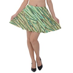 Green Leaves Velvet Skater Skirt by goljakoff