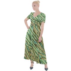 Green Leaves Button Up Short Sleeve Maxi Dress by goljakoff