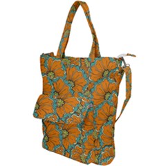 Orange Flowers Shoulder Tote Bag by goljakoff