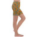 Orange flowers Kids  Lightweight Velour Capri Yoga Leggings View3