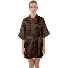 Chocolate Half Sleeve Satin Kimono  by goljakoff