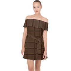 Milk Chocolate Off Shoulder Chiffon Dress by goljakoff