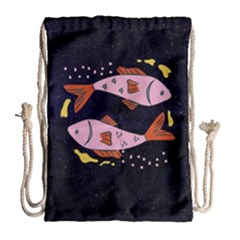 Fish Pisces Astrology Star Zodiac Drawstring Bag (large)