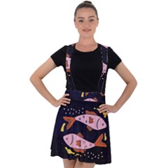 Fish Pisces Astrology Star Zodiac Velvet Suspender Skater Skirt