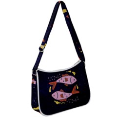 Fish Pisces Astrology Star Zodiac Zip Up Shoulder Bag by HermanTelo