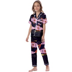 Fish Pisces Astrology Star Zodiac Kids  Satin Short Sleeve Pajamas Set