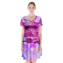 Background Crack Art Abstract Short Sleeve V-neck Flare Dress by Mariart