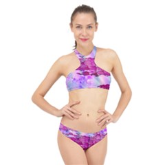 Background Crack Art Abstract High Neck Bikini Set