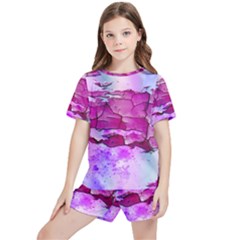 Background Crack Art Abstract Kids  Tee And Sports Shorts Set