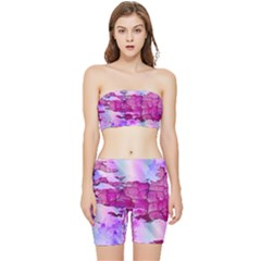 Background Crack Art Abstract Stretch Shorts And Tube Top Set