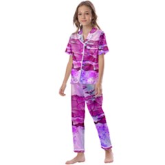 Background Crack Art Abstract Kids  Satin Short Sleeve Pajamas Set
