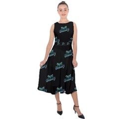 Just Beauty Words Motif Print Pattern Midi Tie-Back Chiffon Dress