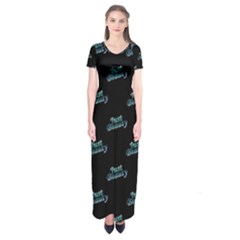 Just Beauty Words Motif Print Pattern Short Sleeve Maxi Dress