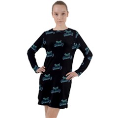 Just Beauty Words Motif Print Pattern Long Sleeve Hoodie Dress by dflcprintsclothing