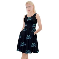 Just Beauty Words Motif Print Pattern Knee Length Skater Dress With Pockets by dflcprintsclothing