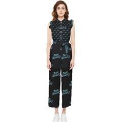 Just Beauty Words Motif Print Pattern Women s Frill Top Jumpsuit