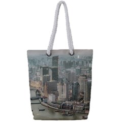Lujiazui District Aerial View, Shanghai China Full Print Rope Handle Tote (small) by dflcprintsclothing