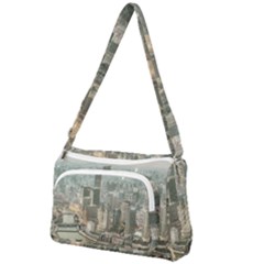 Lujiazui District Aerial View, Shanghai China Front Pocket Crossbody Bag by dflcprintsclothing