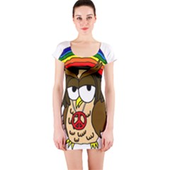  Rainbow Stoner Owl Short Sleeve Bodycon Dress by IIPhotographyAndDesigns